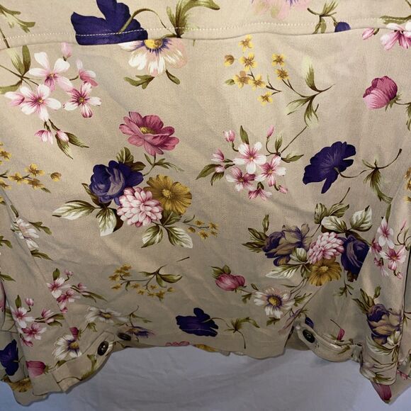 Jones New York Women’s Casual Shirt Size 10 Beige Floral Going Out Party Comfort - Picture 12 of 12